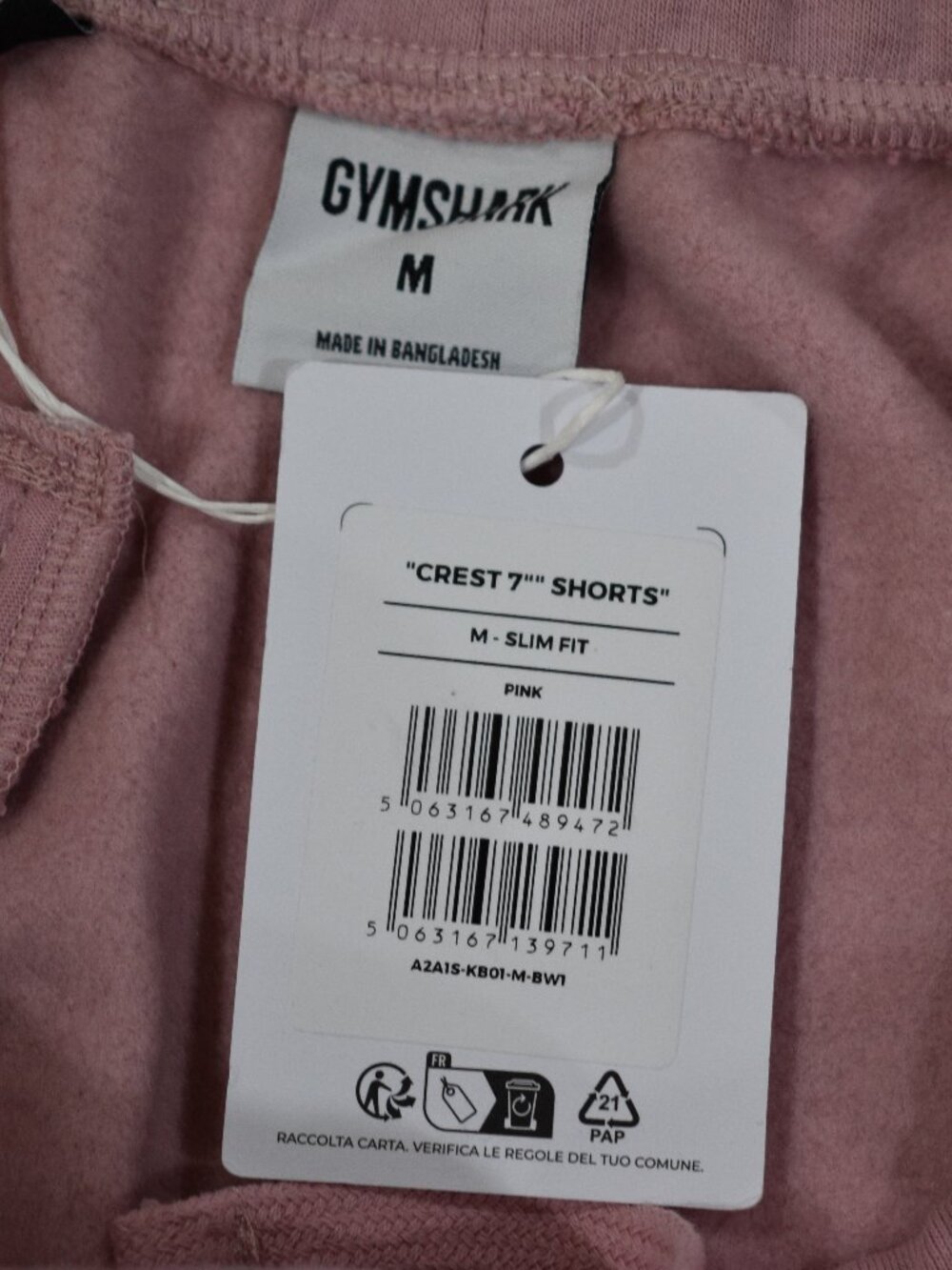 Gymshark Crest 7” Shorts Pink NWT Slim Fit - Size M - Picture 5 of 6